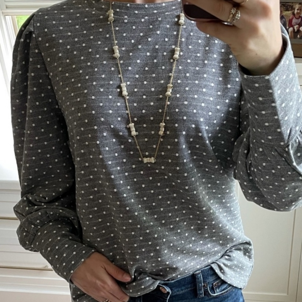 LOFT Gray Polka Dot Sweatshirt